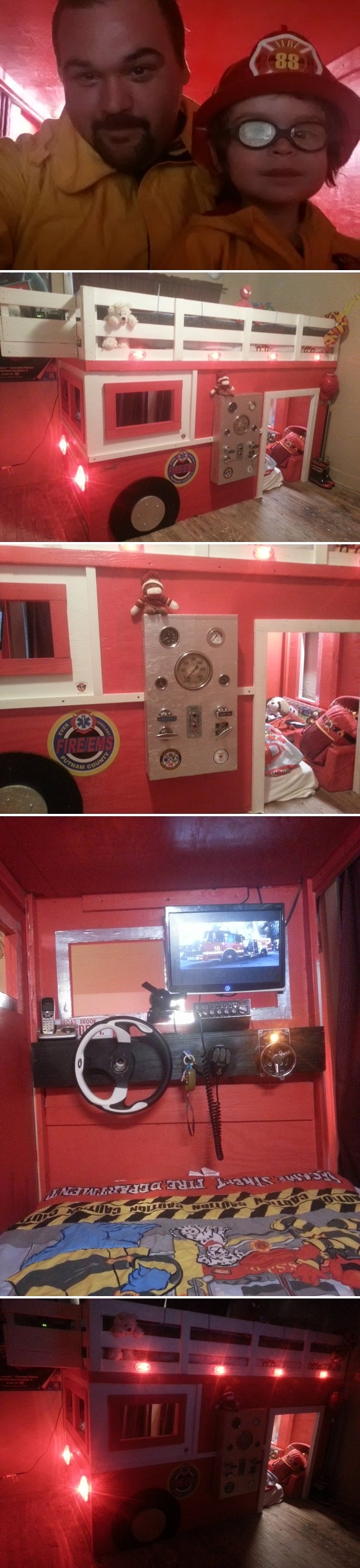 Samohrani tata sinu napravio vatrogasni kamiončić