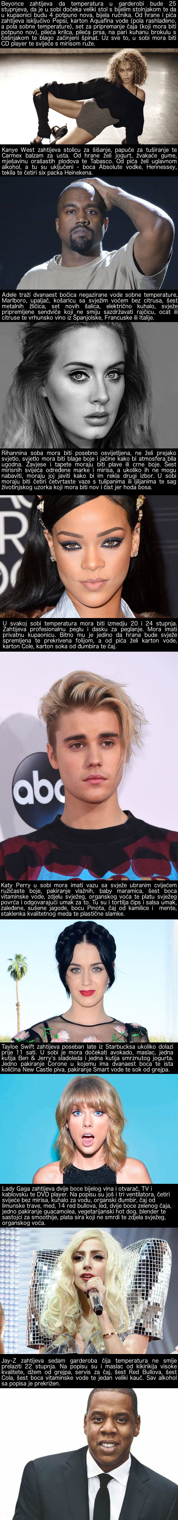 Čudni i smiješni zahtjevi osoba iz svijeta poznatih i slavnih