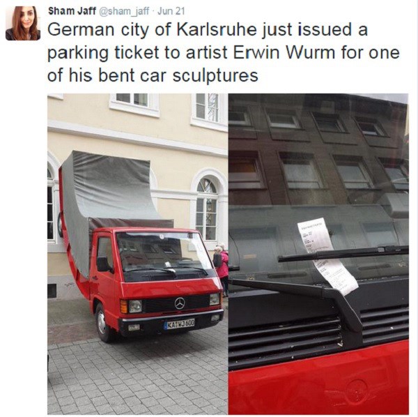 Tupavi njemački policajac opalio kaznu za parkiranje umjetničkoj instalaciji