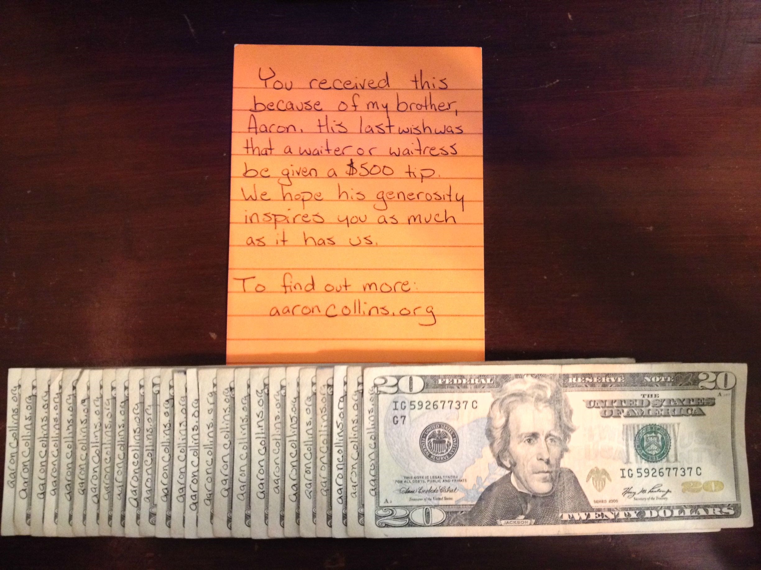 Zadnja mu želja bila ogromna napojnica konobarima