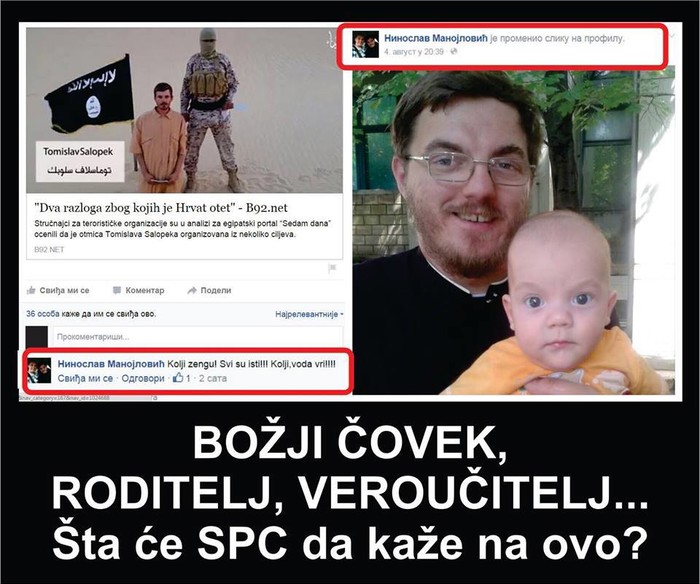 Pravoslavni svećenik poziva na klanje Tomislava Salopeka?