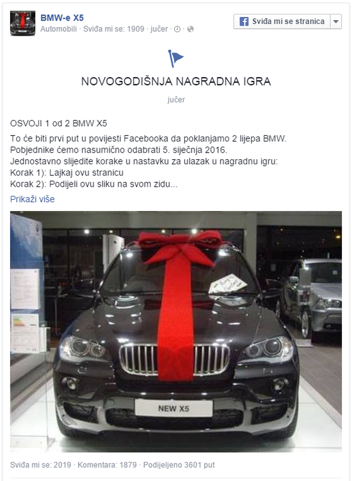NE NASJEDAJTE NA FEJS MULJAŽU: Nema nagradne igre, nema auta, odlajkajte ovo!