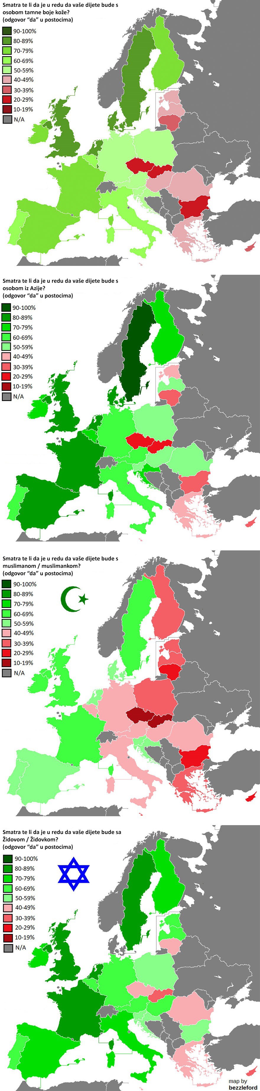 Jesu li Hrvati stvarno rasisti? Ova karta Europe pokazuje koliko smo tolerantni u usporedbi s ostalima!