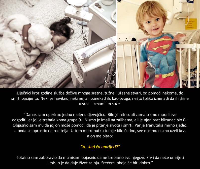 Dječak svojom krvlju spasio sestricu, a onda pitanjem rasplakao kirurga