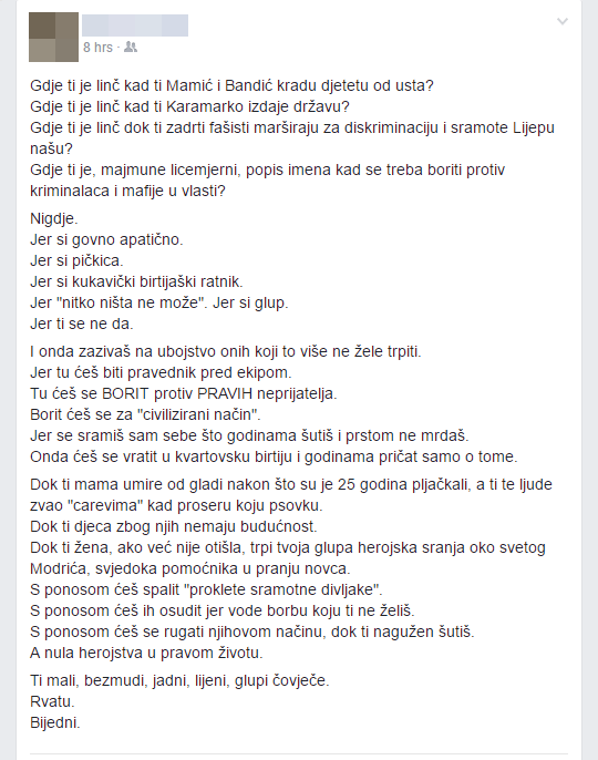 Pojavila se i poruka narodu s druge strane