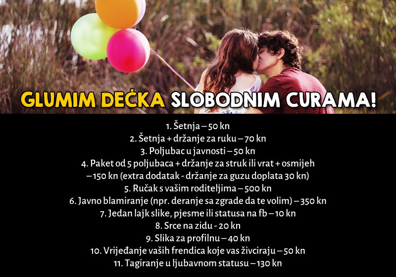Glumi dečka slobodnim curama - stigao cjenik!