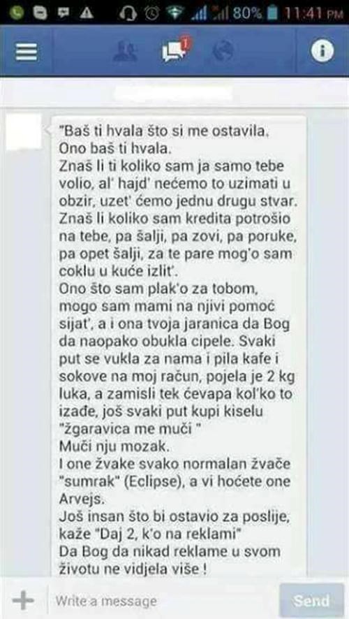 PROPALA INVESTICIJA Nakon što ga je djevojka ostavila, napisao joj je u poruci sve što misli o njoj!