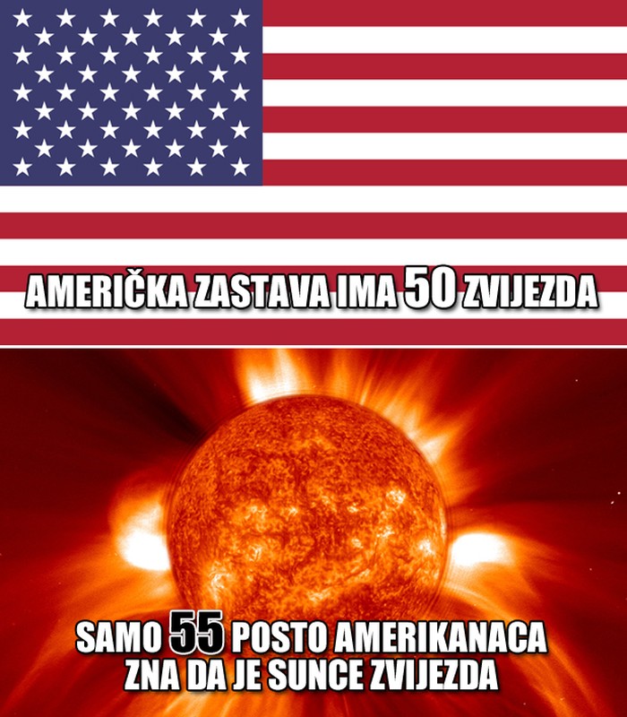 Pola Amera ne zna da je Sunce zvijezda