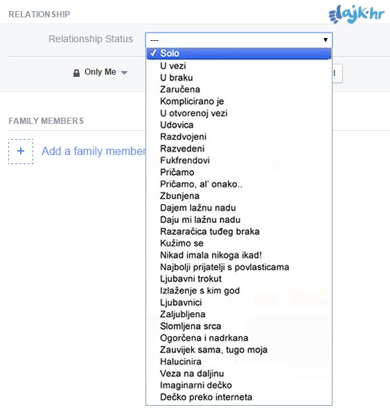 Prijedlog novih relationship postavki Fejsa
