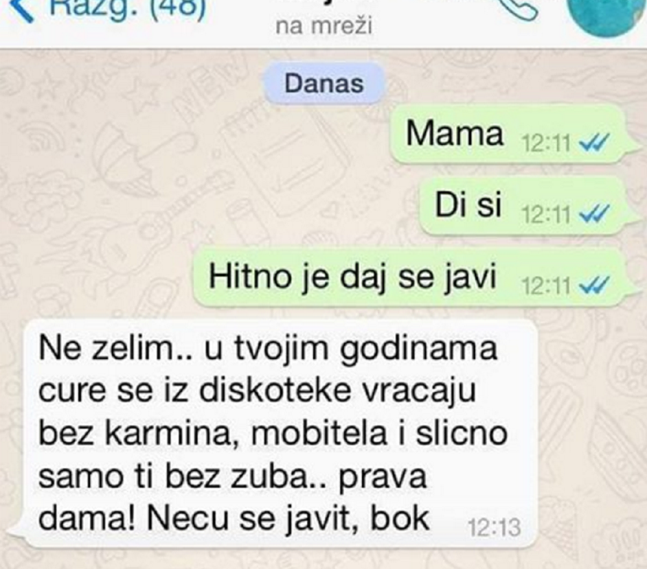 Trebala je maminu pomoć, a ona ju je brutalno otpilila kad je čula što joj se dogodilo na izlasku