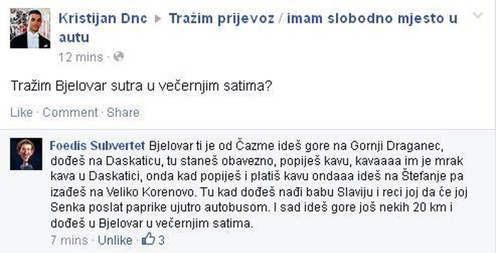 Mladić traži Bjelovar u večernjim satima