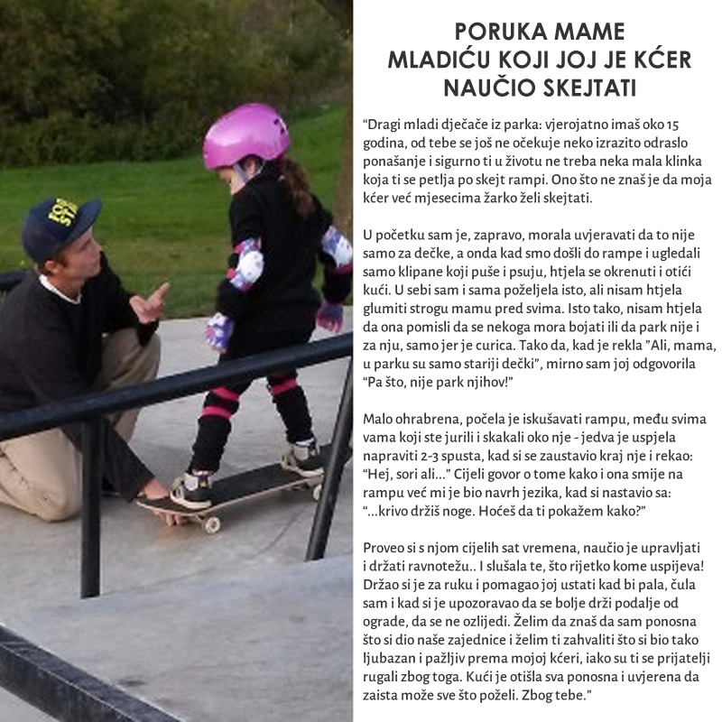 OVAJ MLADIĆ JE NADA ZA LJUDSKI ROD: Dirljiva poruka jedne mame dječaku iz parka