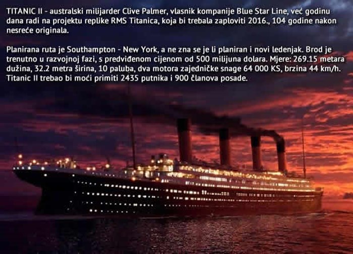 Titanic II: Milijarder gradi kopiju ukletog broda