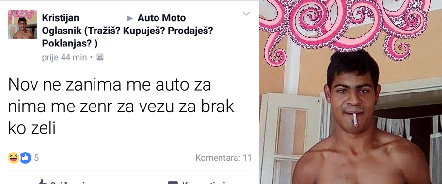 Iako je stranica namijenjena za oglašavanje auta, on je odlučio pokušati