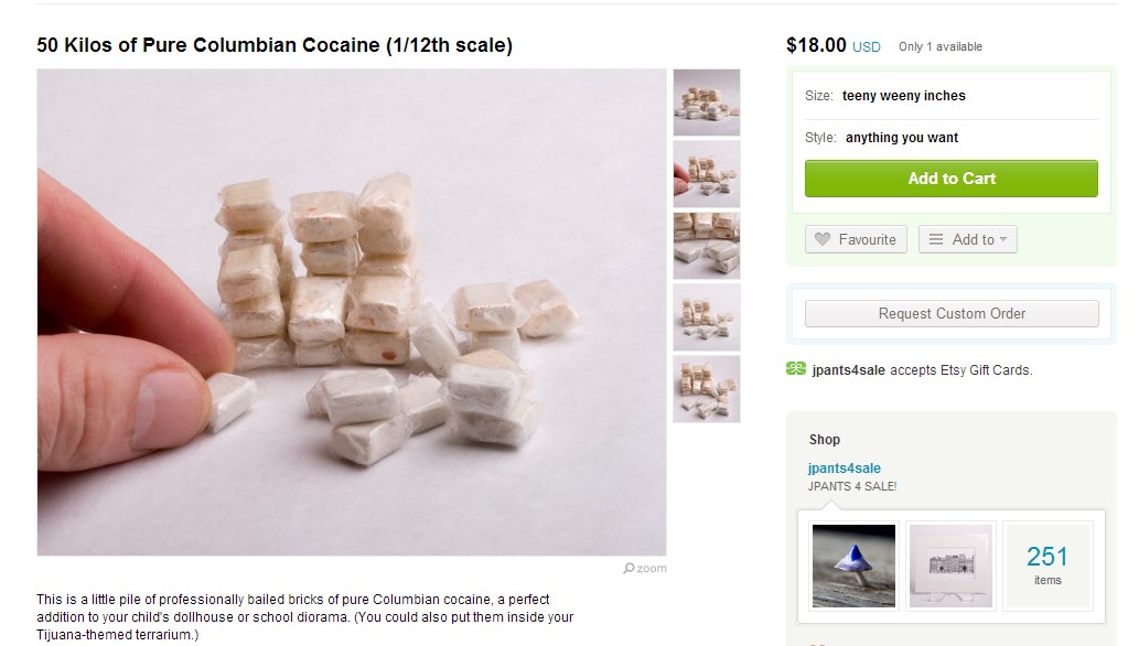 Majušni paketići kokaina za dječju kućicu za lutke