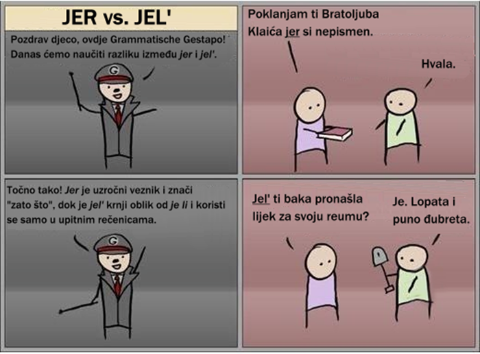 Grammatische Gestapo vas uči razlici između JER i JEL'