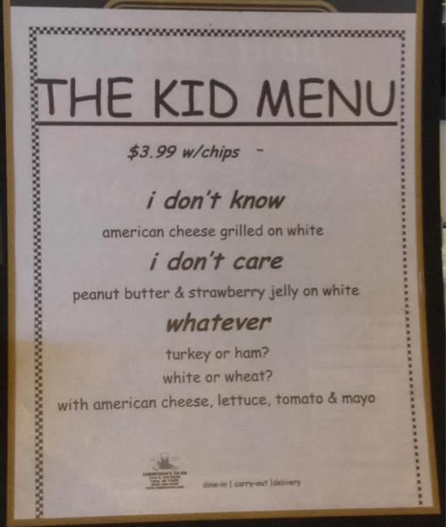 Menu za roditelje s neodlučnim klincima