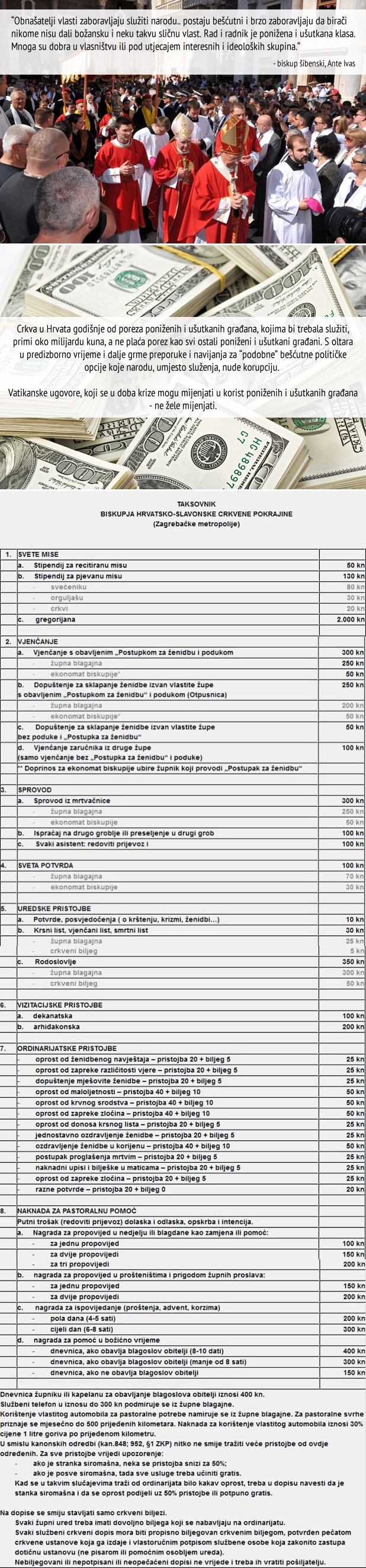 Biskup Ivas očitao bukvicu vlasti koja samo želi novac i moć