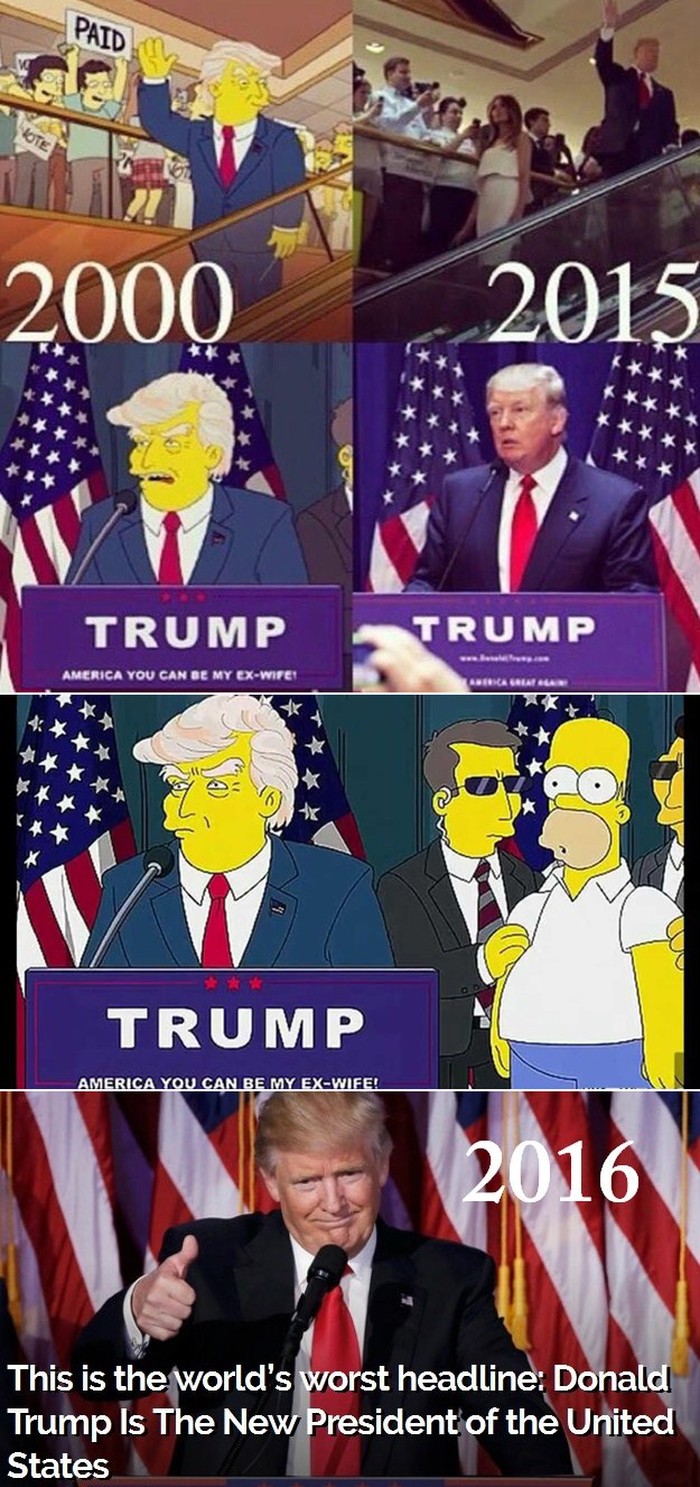 NEVJEROJATNO! Simpsoni su još prije 16 godina predvidjeli da će Trump postati predsjednik!