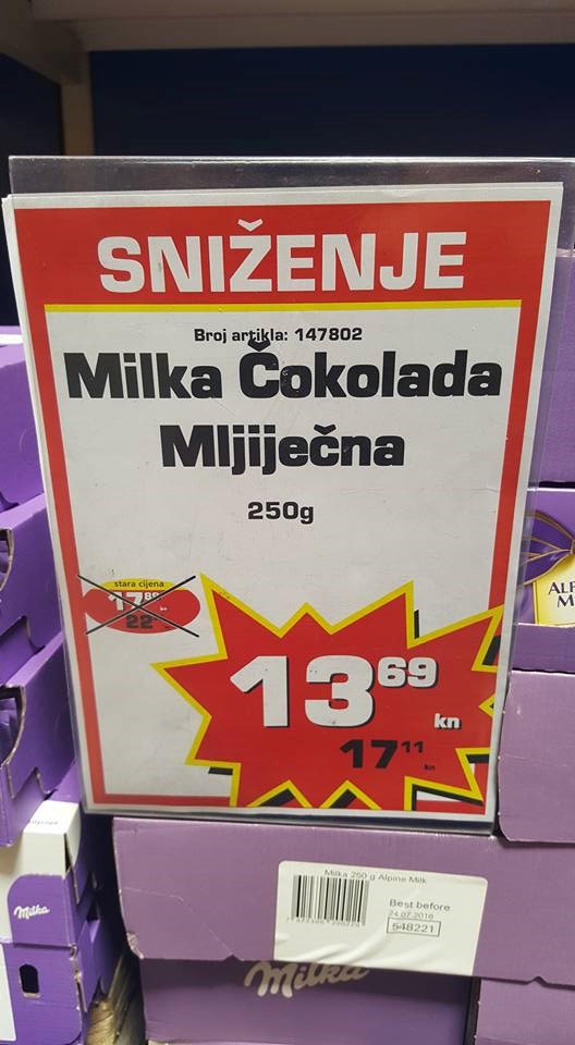 Popust na mljiječnu čokoladu 