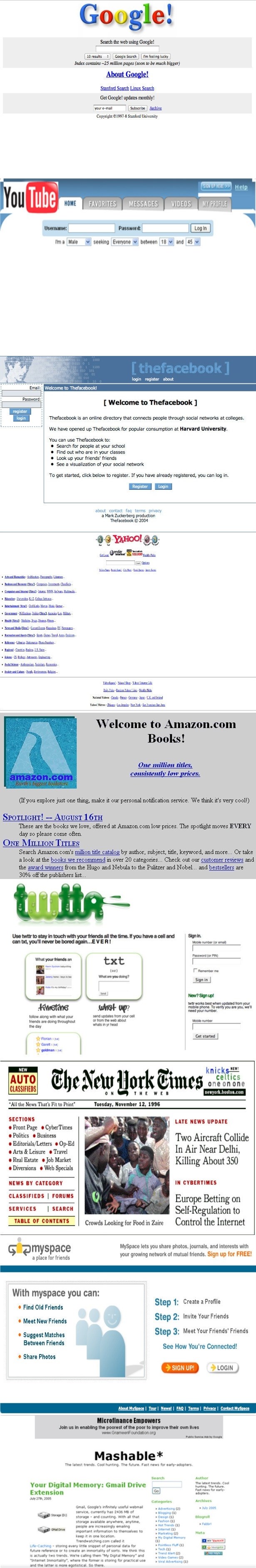 Kako su najpoznatiji svjetski sajtovi izgledali tek "rođeni"