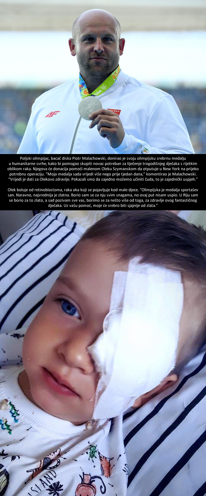 Poljski sportaš prodao olimpijsko srebro kako bi skupio novac za trogodišnjaka s rakom