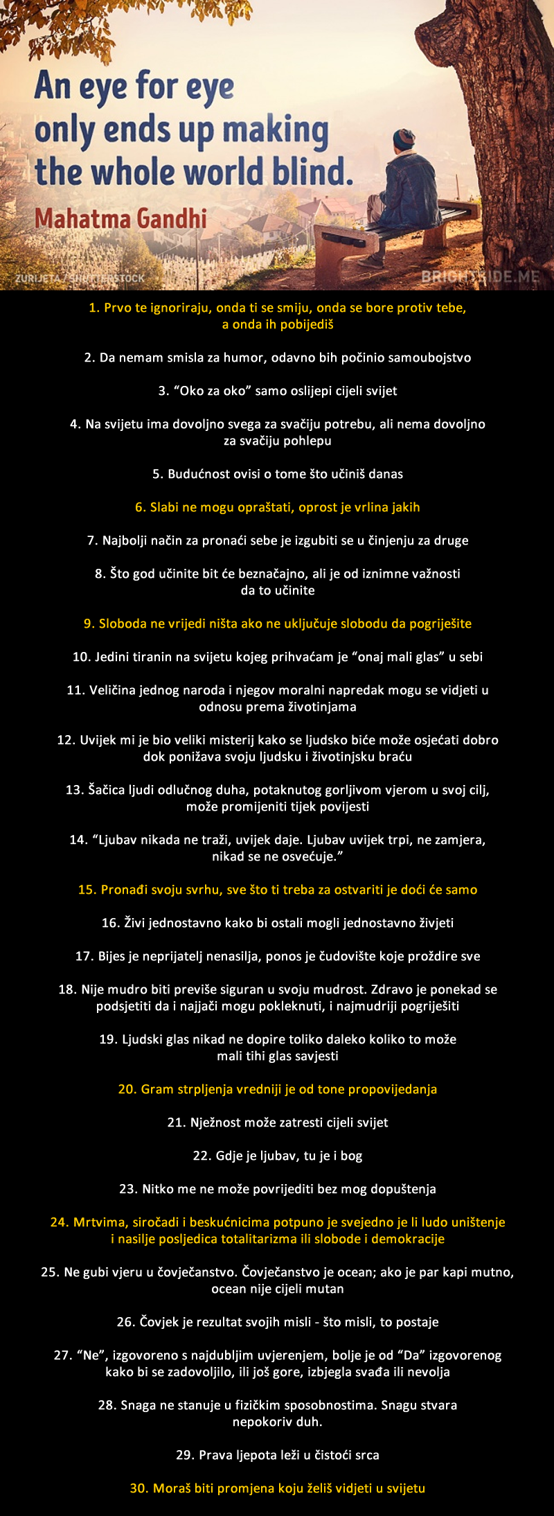 Gandhijevih 30 svevremenskih pravila za život