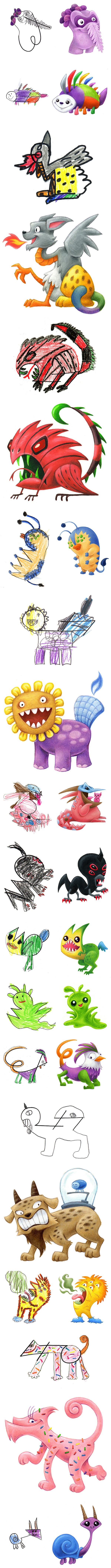 Cijelo je ljeto proveo pretvarajući dječje crteže u preslatka čudovišta koja će vas oduševiti