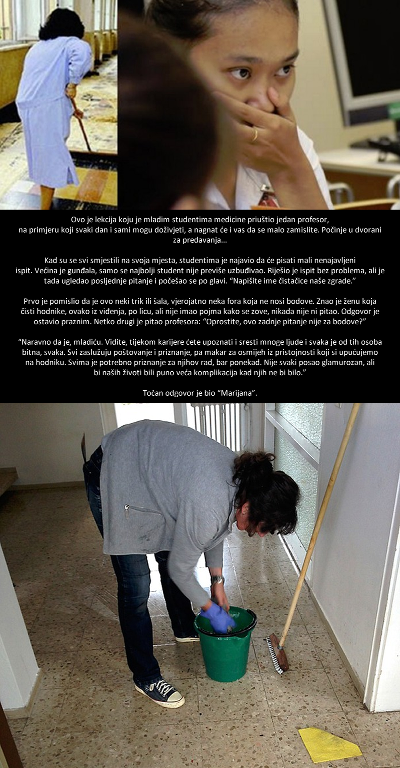 Profesor studente posramio šokantnom činjenicom o njihovoj čistačici