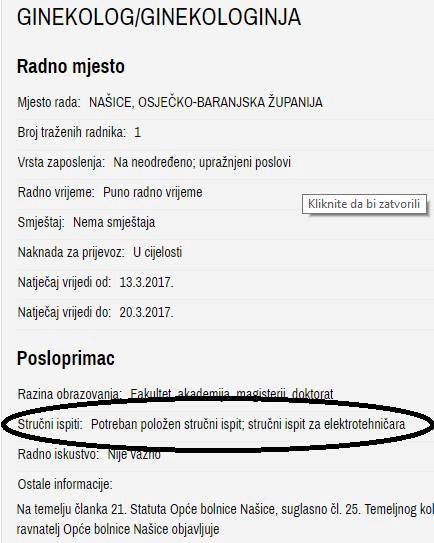 Pronašli smo zanimljiv oglas za posao na HZZ-u, pogledajte što ginekolog mora znati!