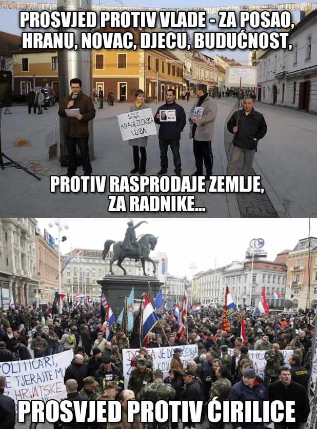 Tisuće protiv ćirilice - nitko protiv pljačke