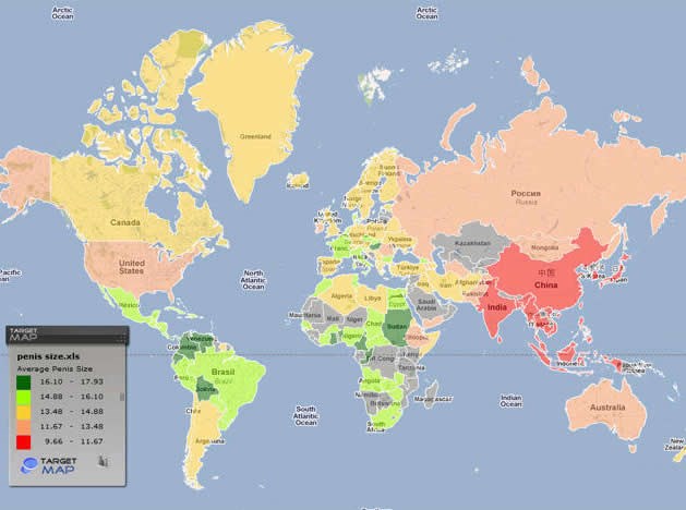 Karta svijeta po veličini penisa: Ovo vas ne uče u školi