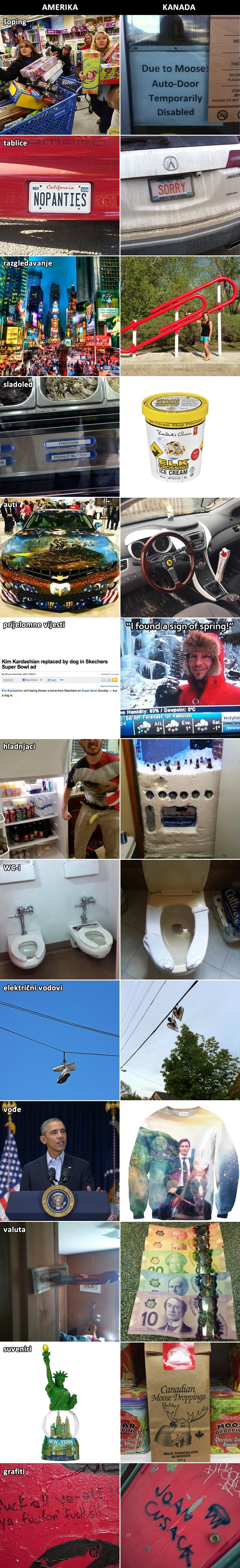 RAZLIKE IZMEĐU AMERIKE I KANADE u 14 savršenih primjera!