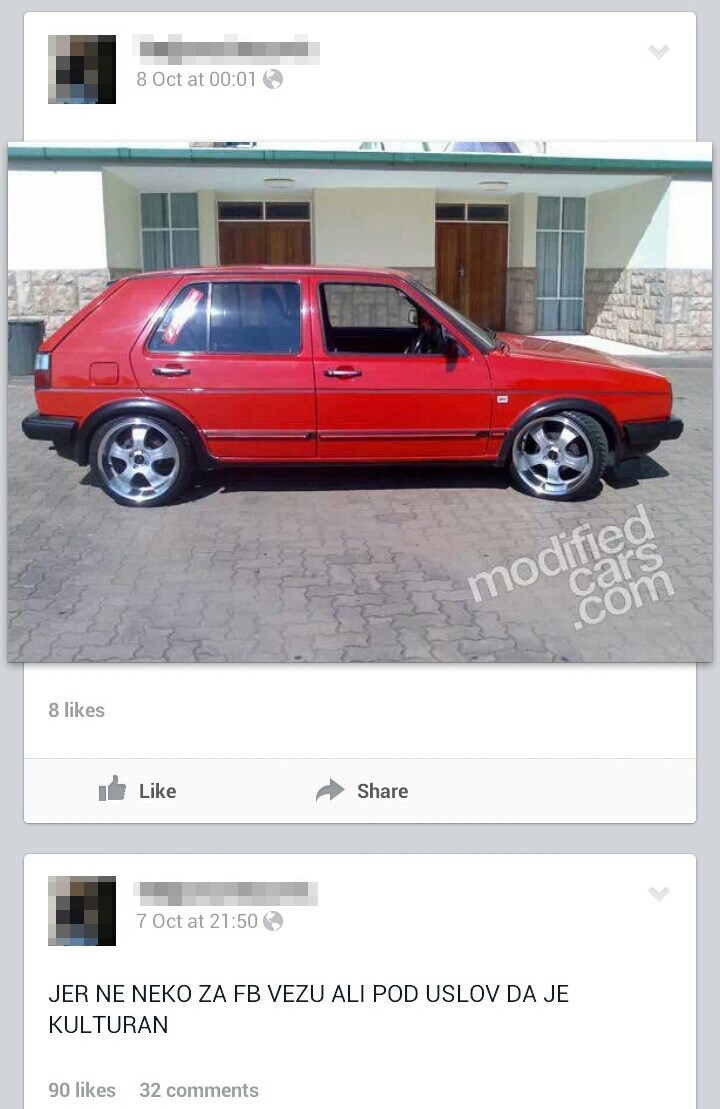 Nova vrsta sponzoruše: Traži FB vezu, Golf dvojka poželjan