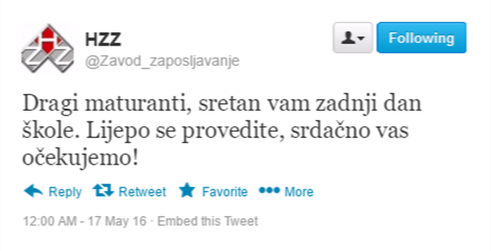 Čestitke maturantima koji ne stignu do Njemačke