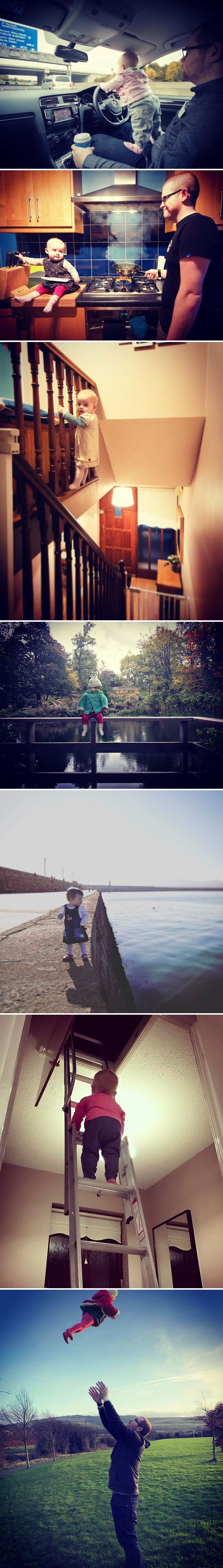 Tata je svoju bebu fotošopirao u vrlo opasne situacije i razbjesnio ostale roditelje!