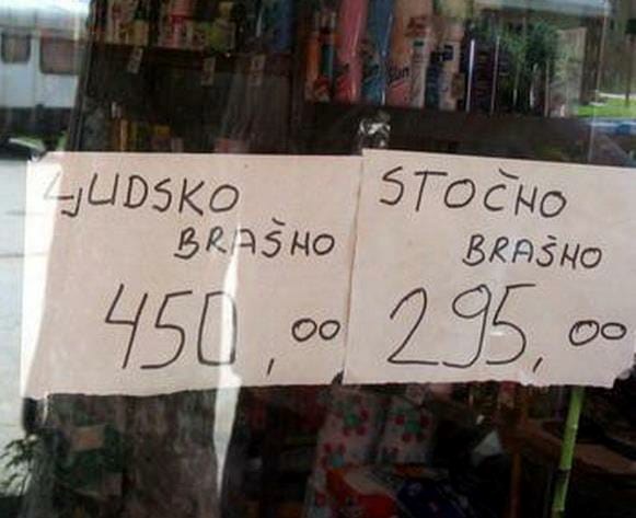 FOTO Savjet za trgovce: Dobro razmislite što ćete napisati, netko bi mogao pomisliti da ste kanibali!