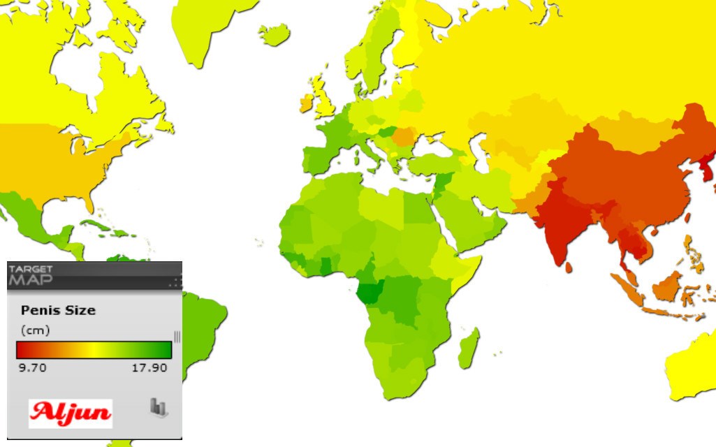 Ova će vam karta otkriti veličinu penisa muškaraca iz cijeloga svijeta