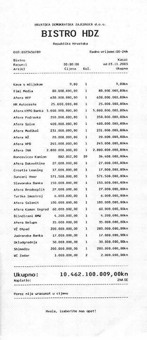 Bistro "HDZ": Koliko je "demokracija" koštala građane