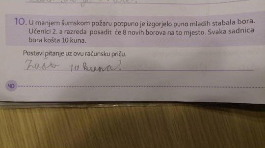 "RAČUNSKA PRIČA" Djetetovo rješenje zadatka nasmijalo je učiteljicu, a nasmijat će i vas!