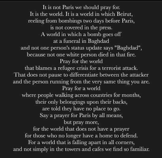 Ne molite za Pariz, molite za cijeli svijet