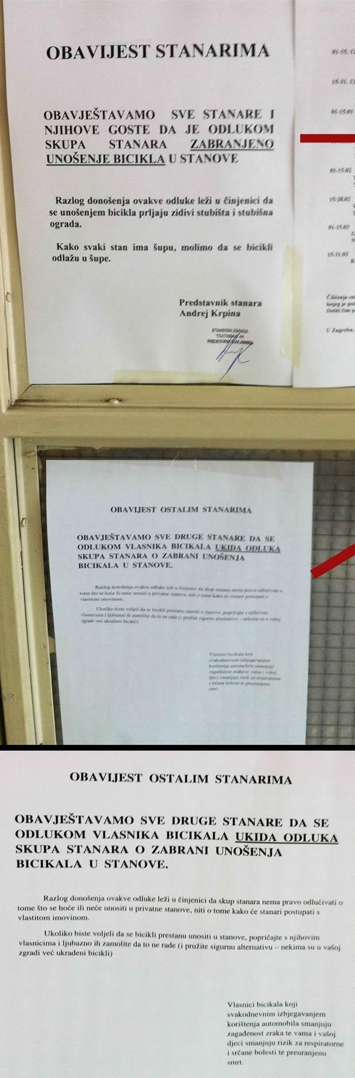 Fašizam: Zabranili stanarima unositi bicikle u vlastiti stan