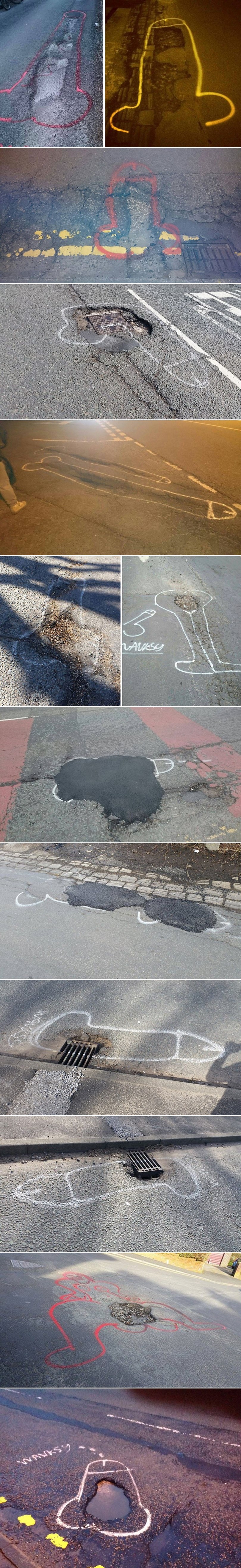 Galerija: Divovskim penisom popravlja ceste