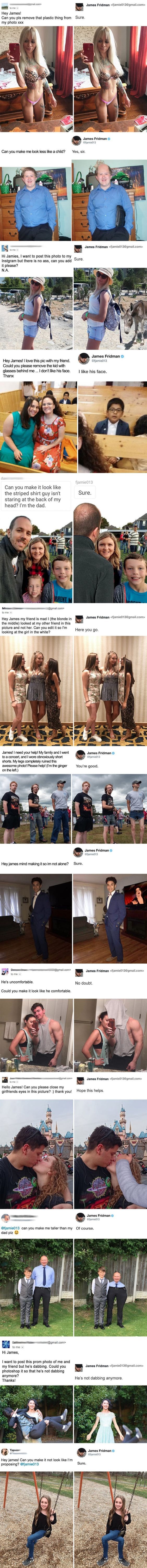 Kralj Photoshopa prepravlja ljudima fotografije na urnebesan način