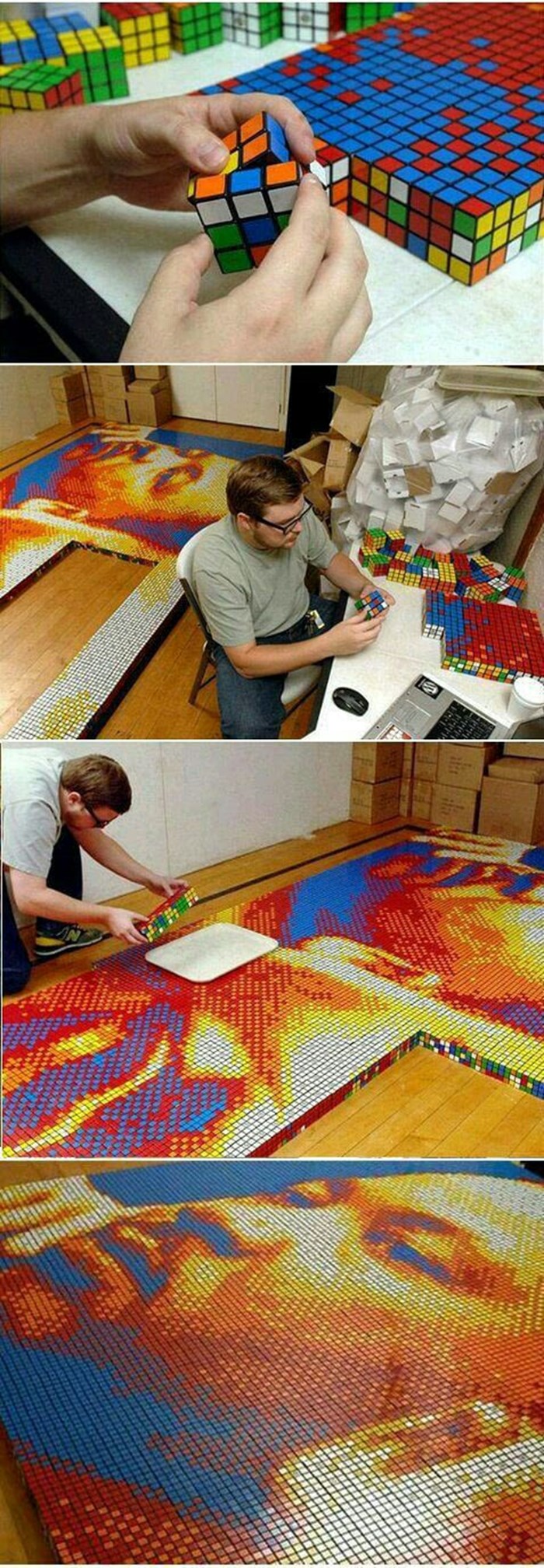 Napravili su mozaik služeći se samo Rubikovim kockama i to izgleda nevjerojatno