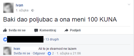 Dječak je poljubio baku, a ono što se zatim dogodilo oduševilo ga je, morao se pohvaliti prijateljima na Facebooku!