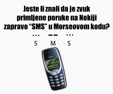 Zvuk primljene poruke na mobu je Morseov kod?