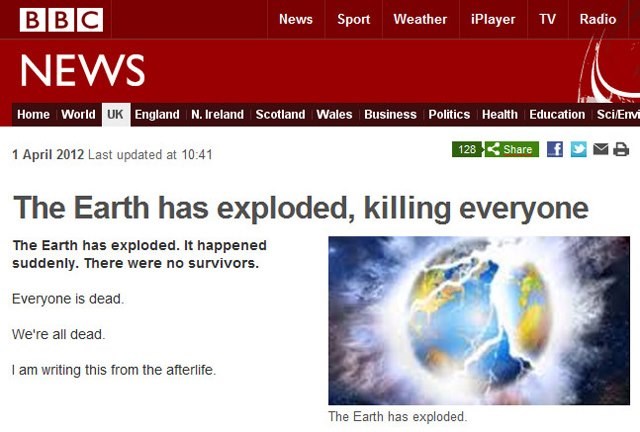 Zemlja je eksplodirala, svi smo mrtvi