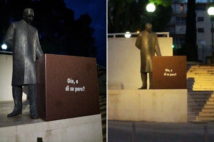 Tuđmanov spomenik ukrašen vapajem opljačkanog naroda