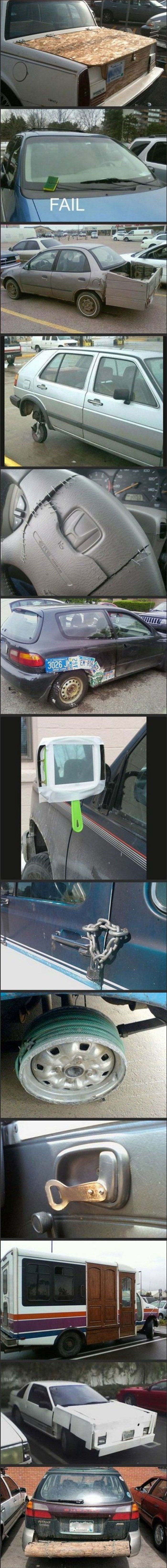 Ovi su ljudi pronašli vrlo čudne načine za popravljanje svojih vozila